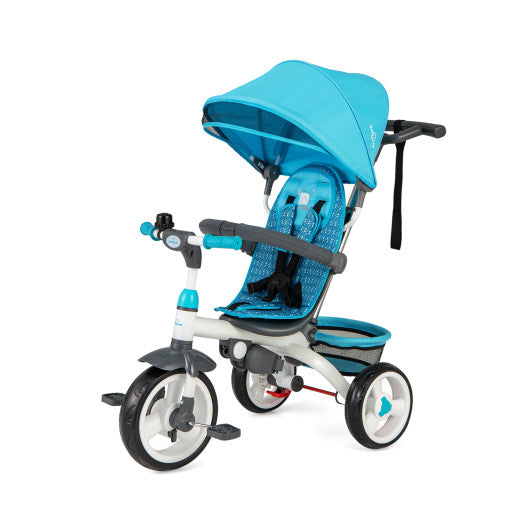 5-in-1 Convertible Stroller Tricycle — Blue