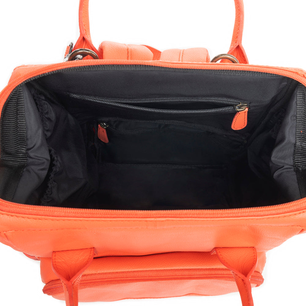Canyon Colours Leather Diaper Backpack — Salmon