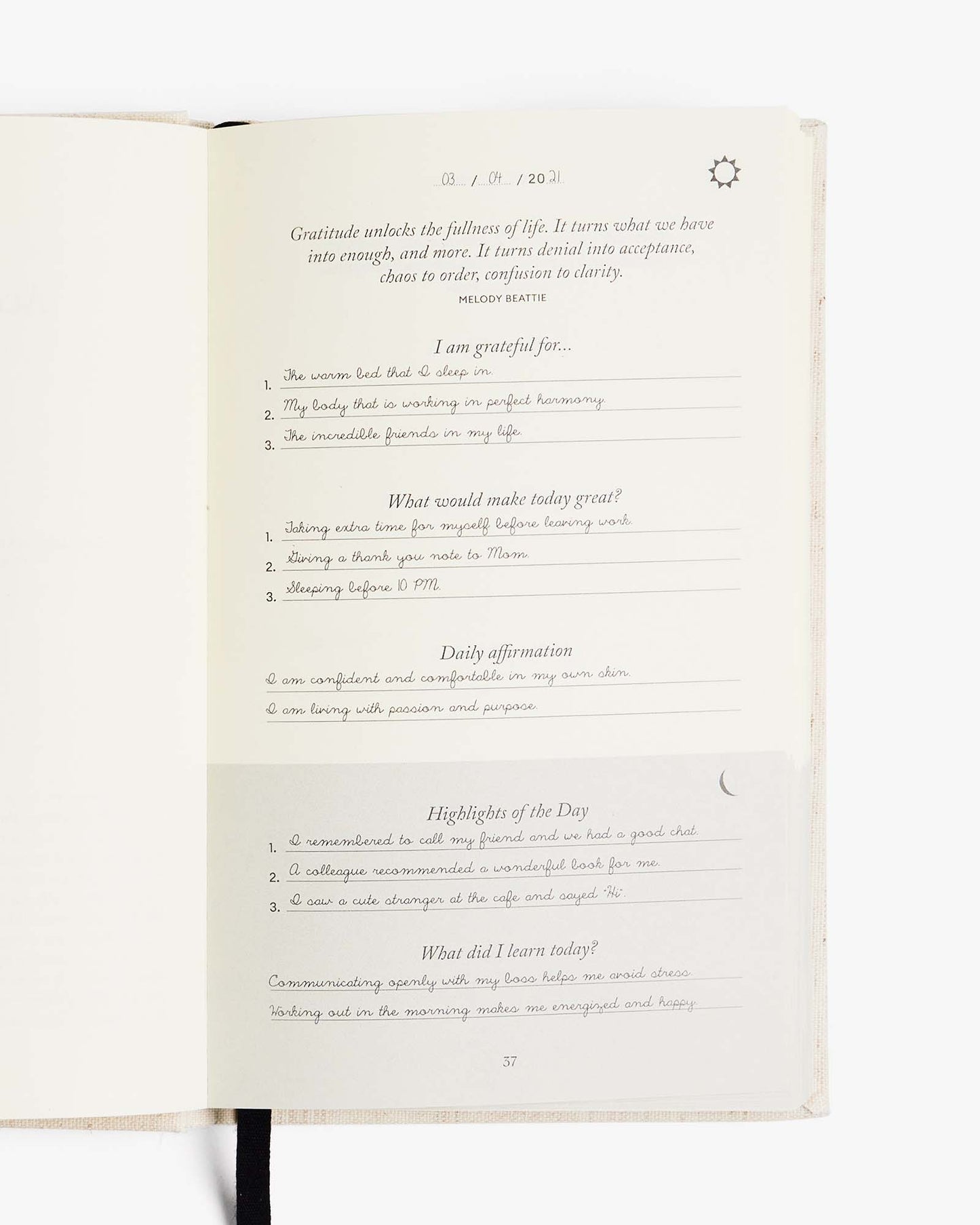 The Five Minute Journal in Linen