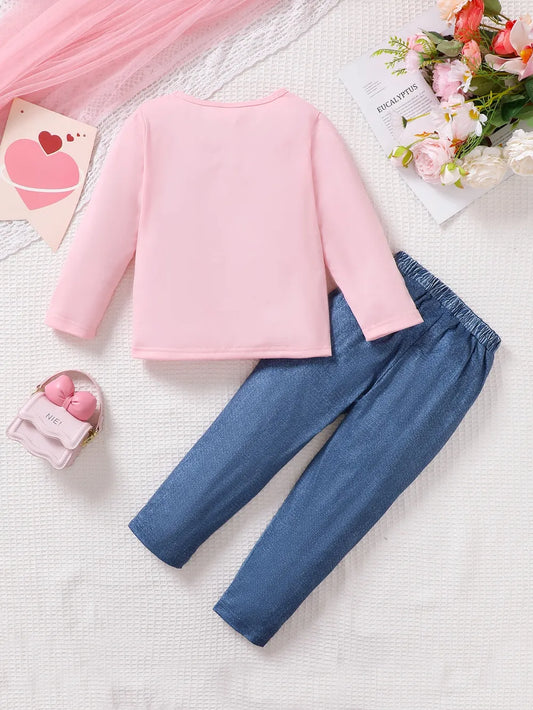 Cartoon Graphic Top and Pants Set