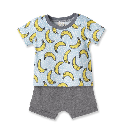 Banana Split Bamboo Tee + Cotton Shorts Set