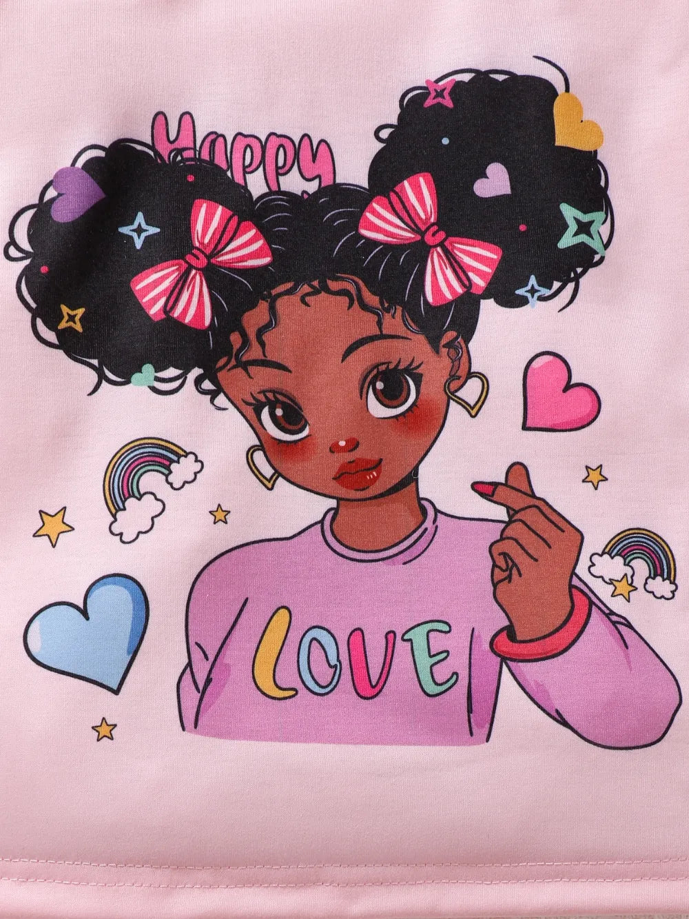 Cartoon Graphic Top and Pants Set