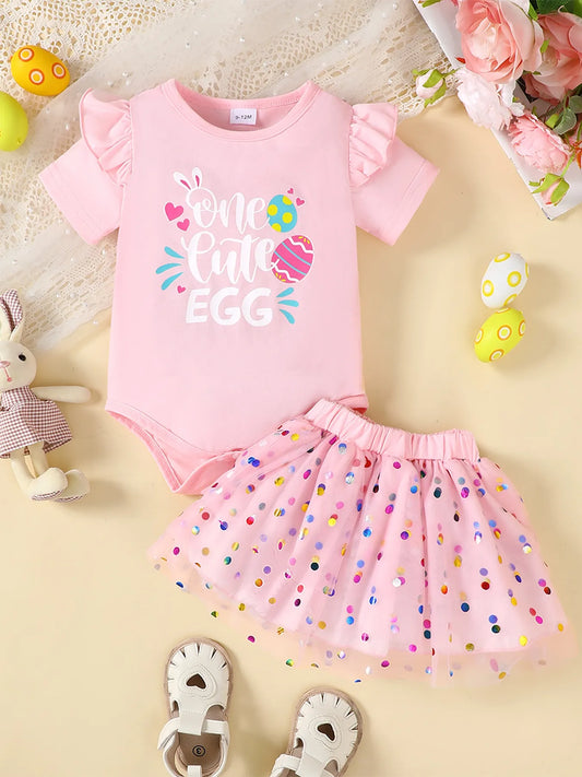 Ruffled Bodysuit and Skirt Set