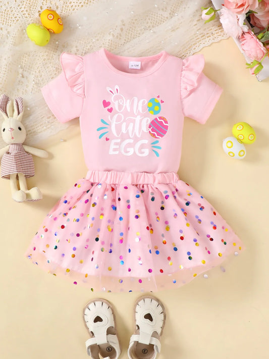 Ruffled Bodysuit and Skirt Set