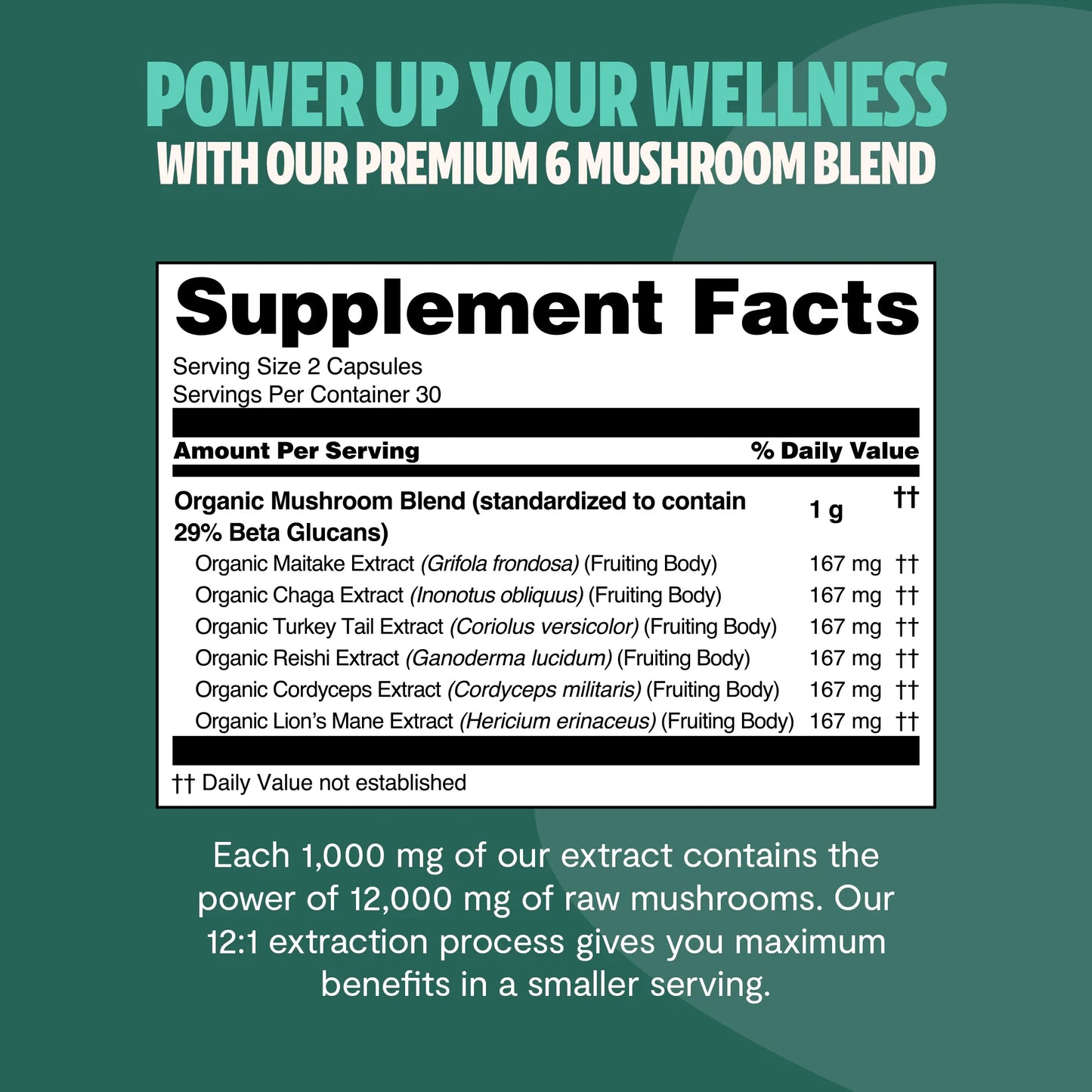 Organic Six-Mushroom Daily Capsules