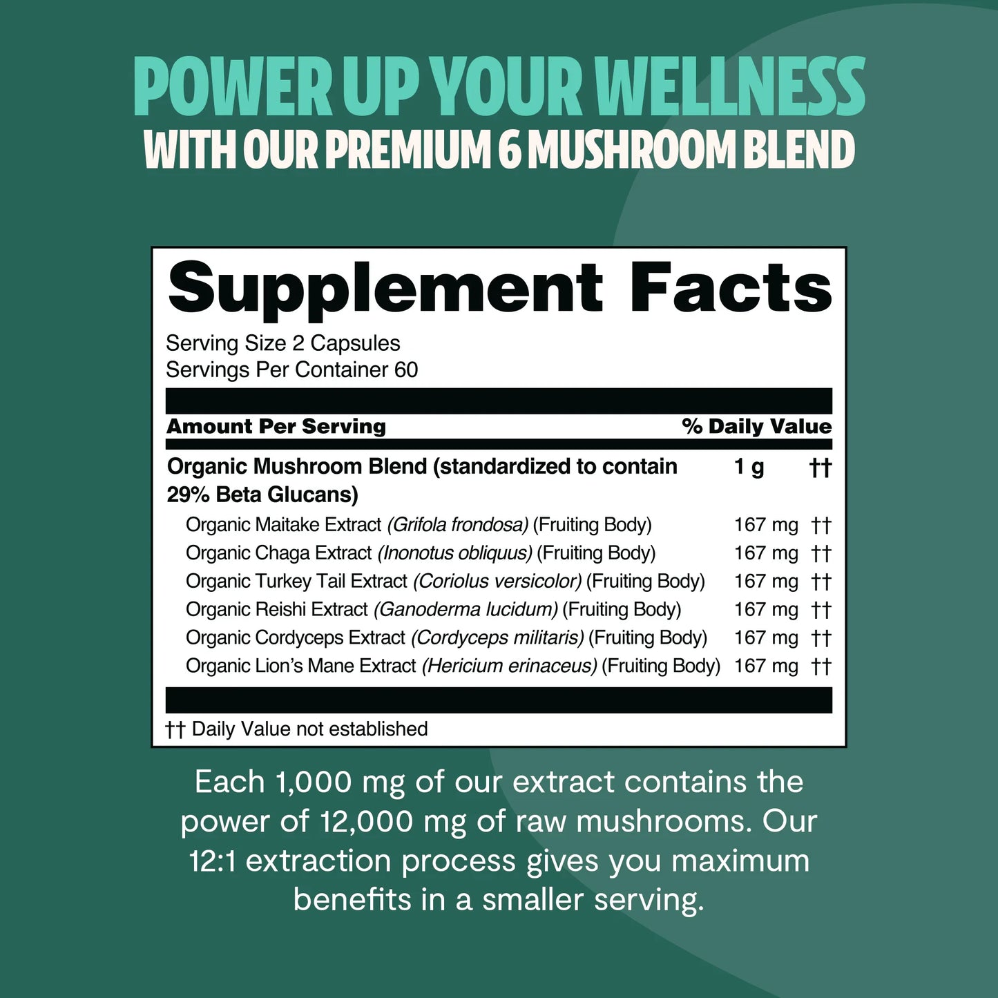 Organic Six-Mushroom Daily Capsules