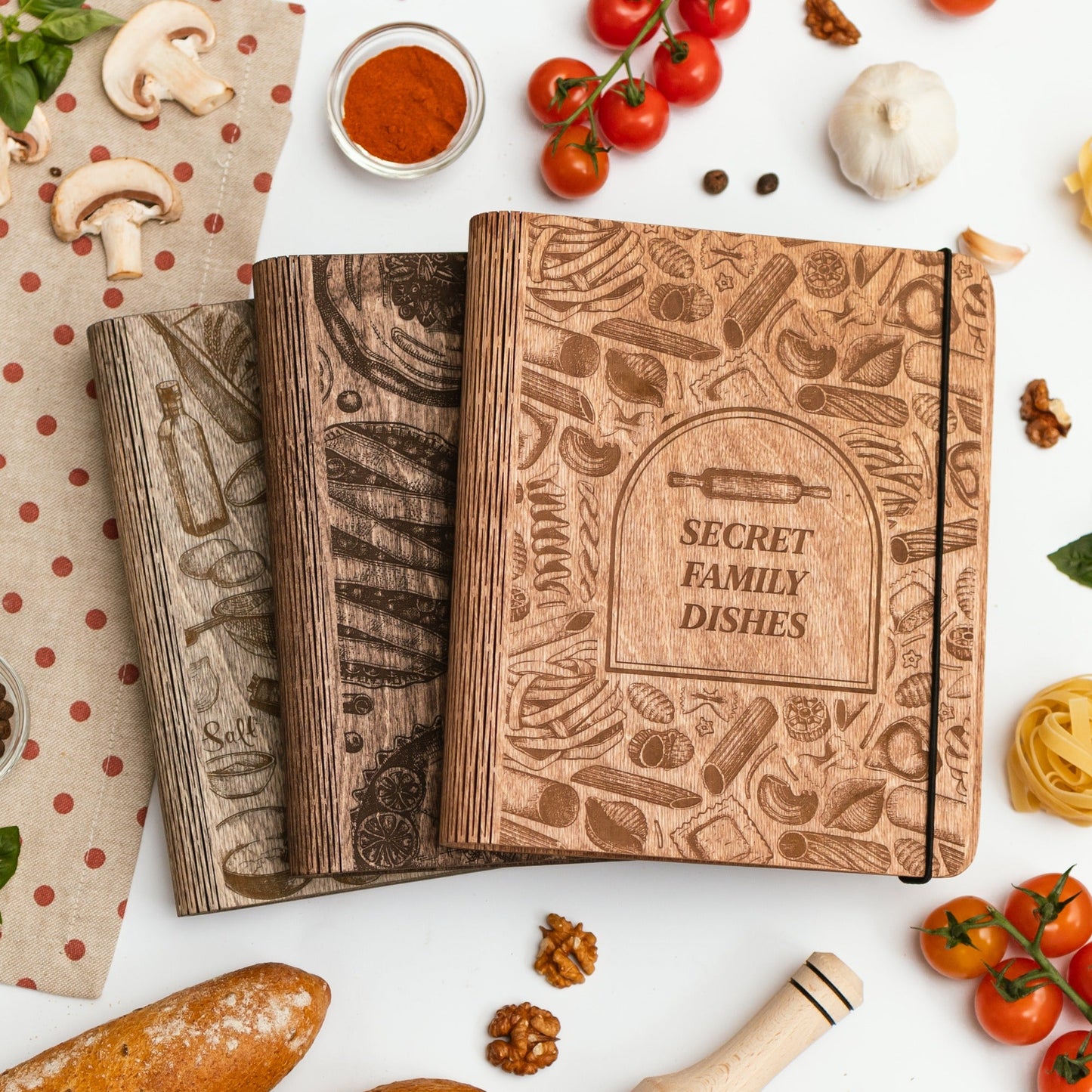 Wooden Recipe Book for Pasta