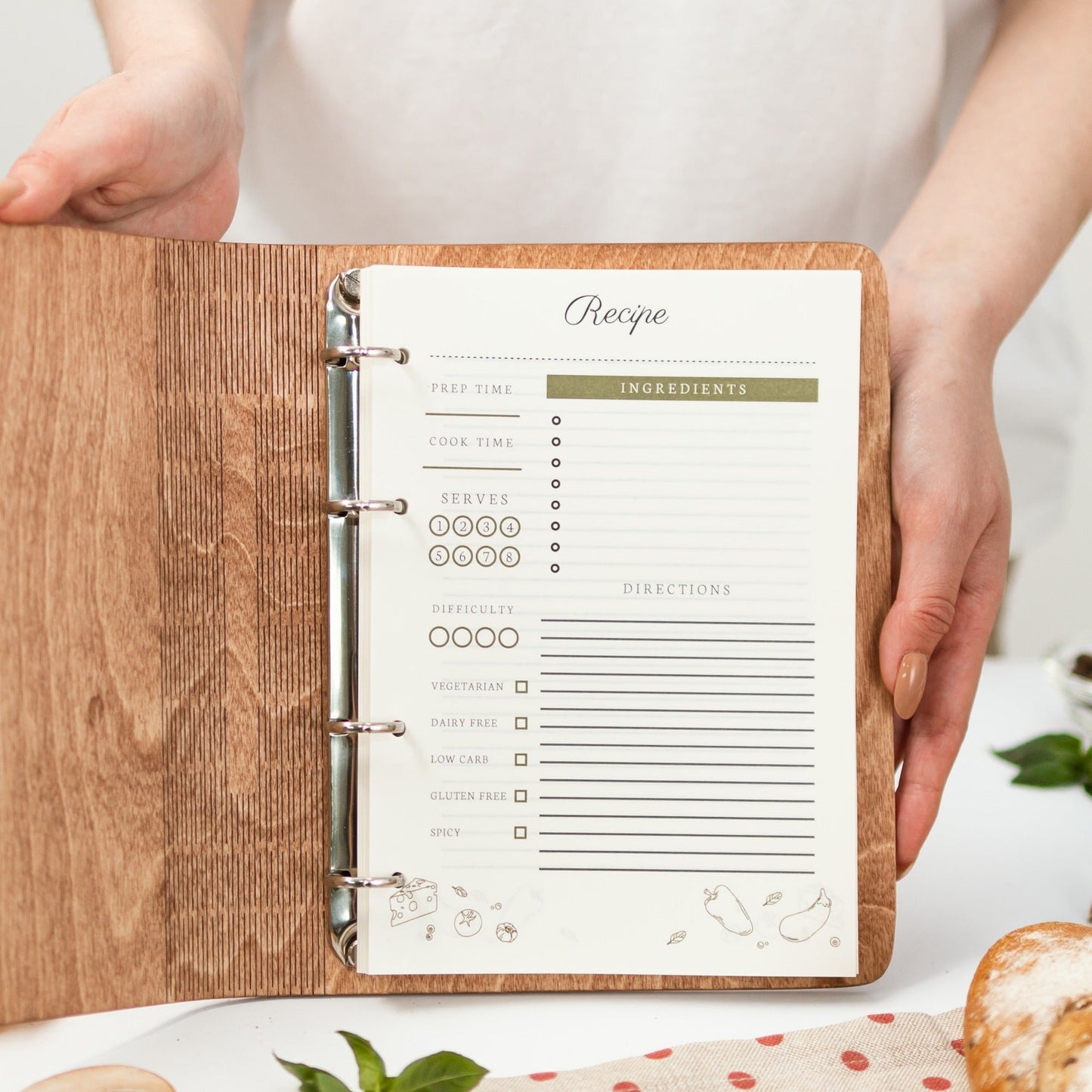 Wooden Recipe Book for Pasta