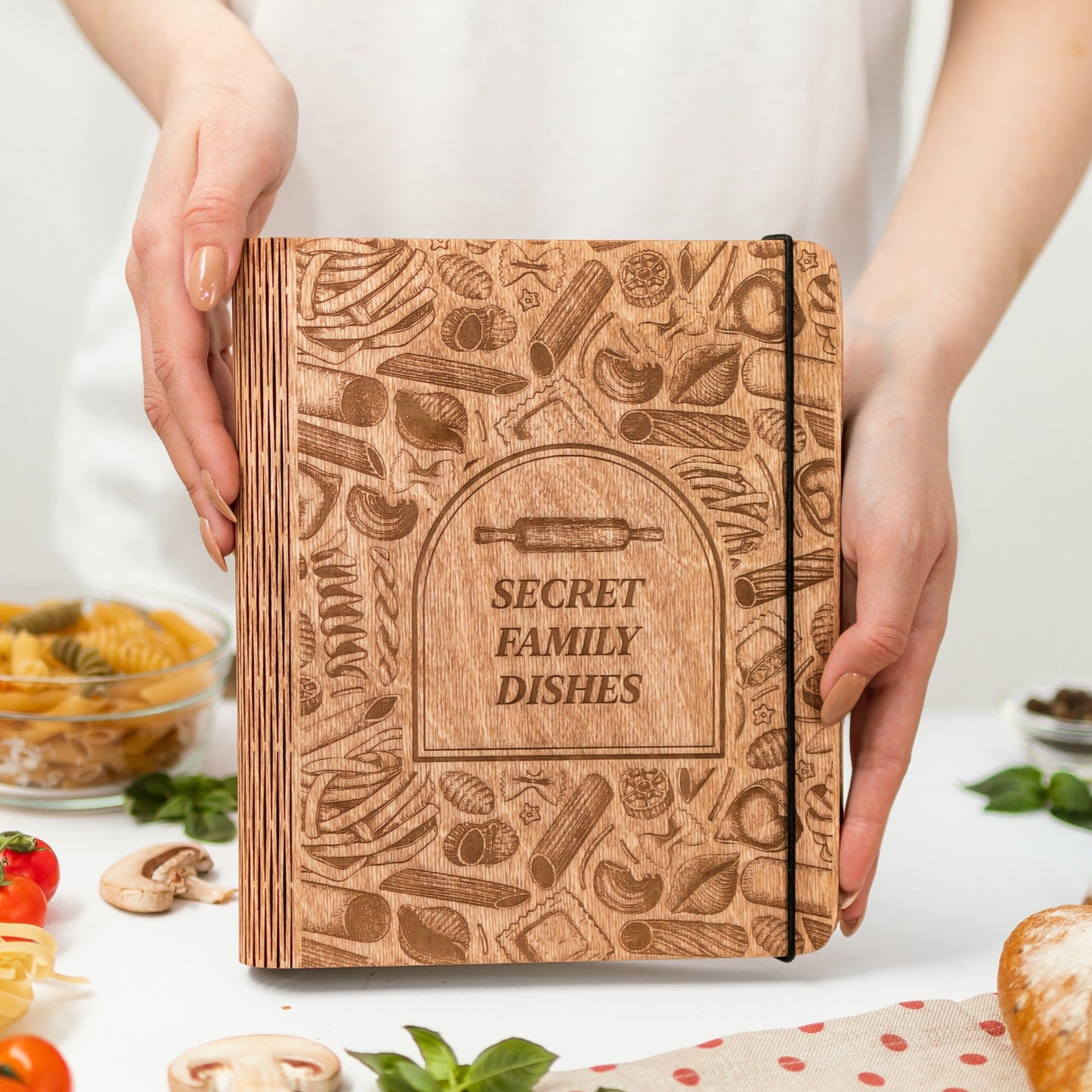 Wooden Recipe Book for Pasta