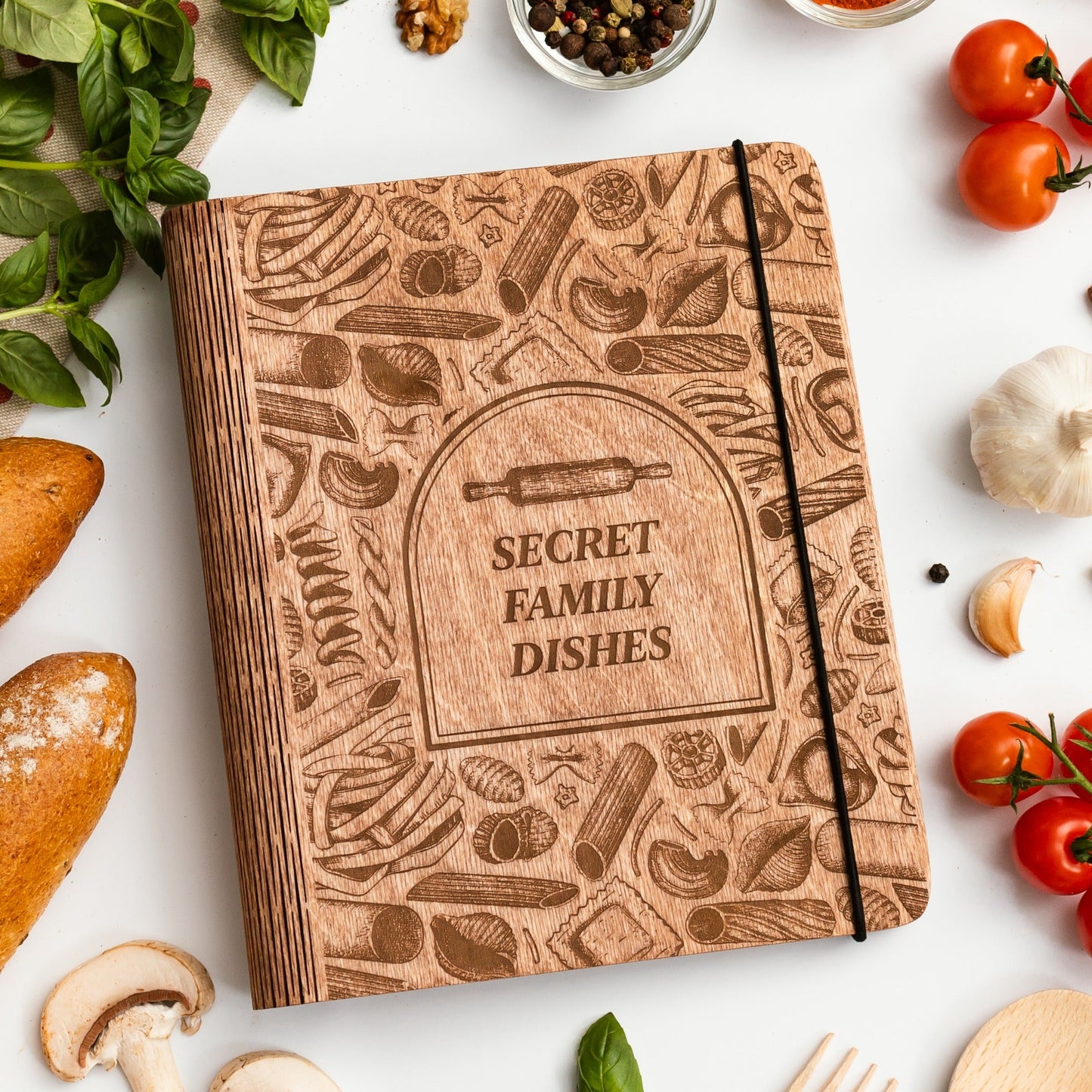 Wooden Recipe Book for Pasta