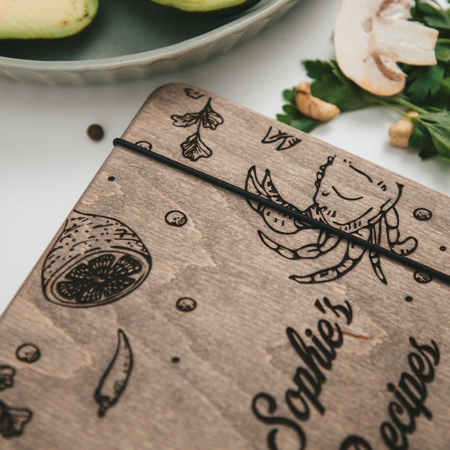 Wooden Recipe Book for Seafood