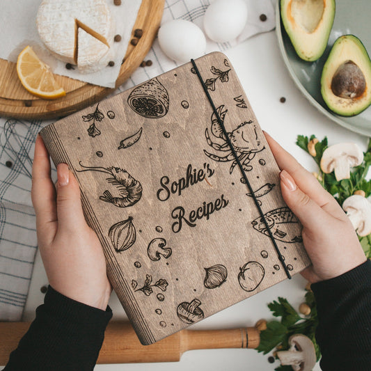 Wooden Recipe Book for Seafood
